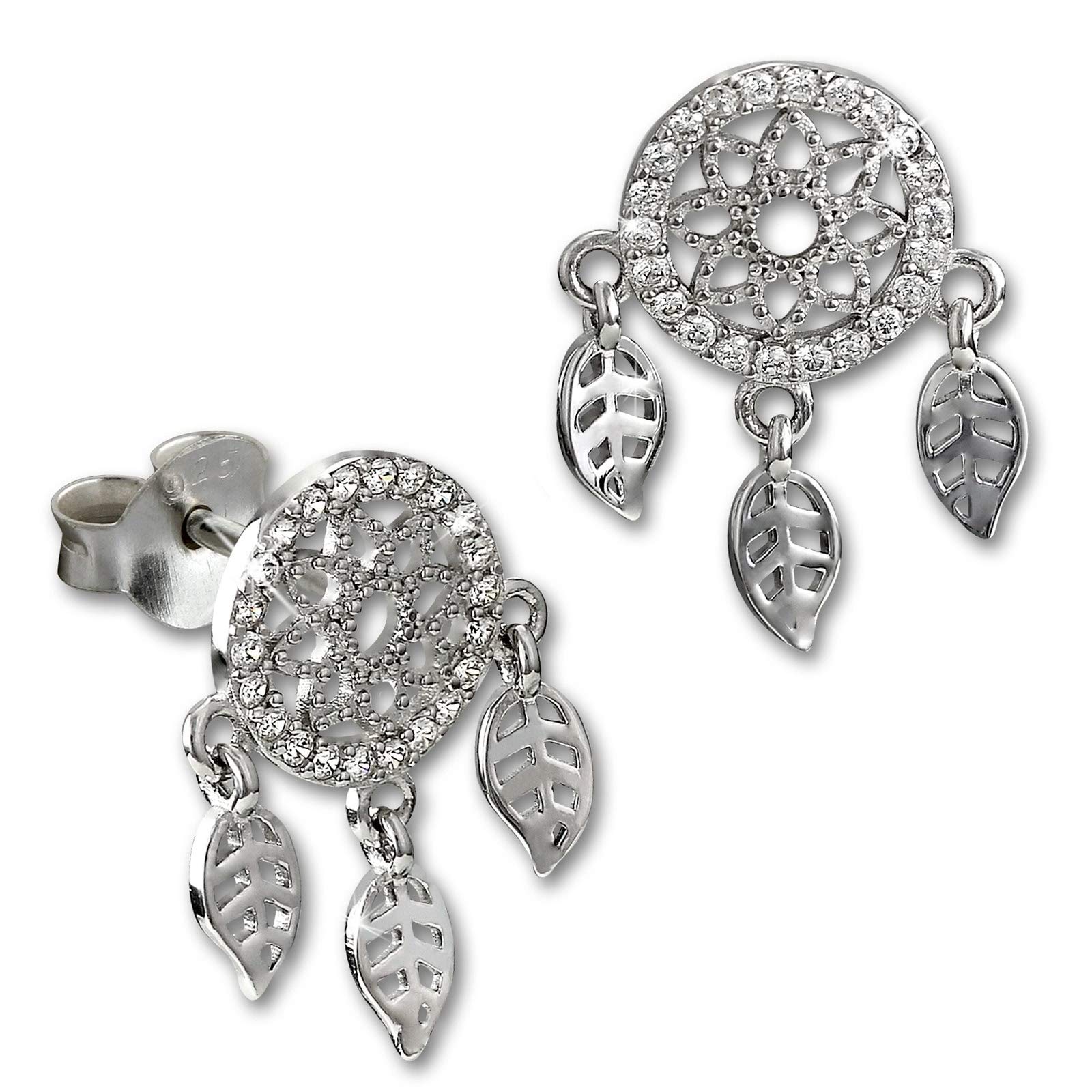 SilberDream GSO503W Orecchini Donna In Argento 925 Con Zirconi – Lunghezza 1,8 Cm, Chiusura A Farfalla