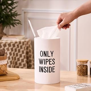Wood Disinfecting Wipe Dispenser for Kitchen – Countertop Organizer Caddy, Storage Container White