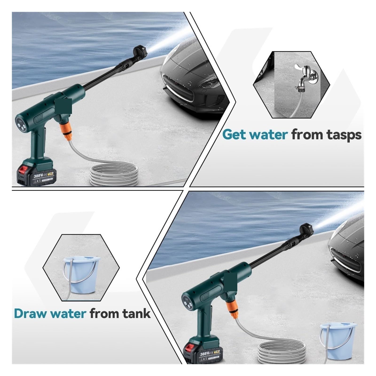 Pistola ad Acqua elettrica ad Alta Pressione Senza spazzole da 200 Bar, Strumenti Ricaricabili Senza Fili for Giardino Domestico for Batteria da 18 V | No Battery