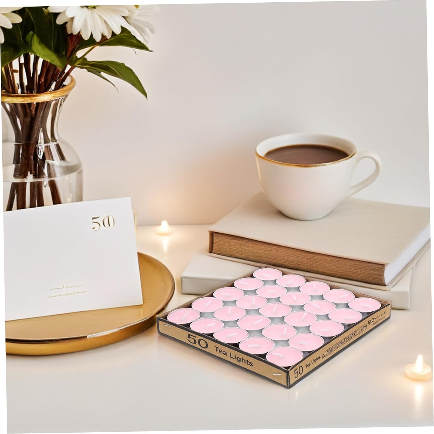 50Pcs Round Tealight Candles Smokeless Mini Tea Lights for Wedding Reception Decor Elegant Table Settings and Holiday Celebrations