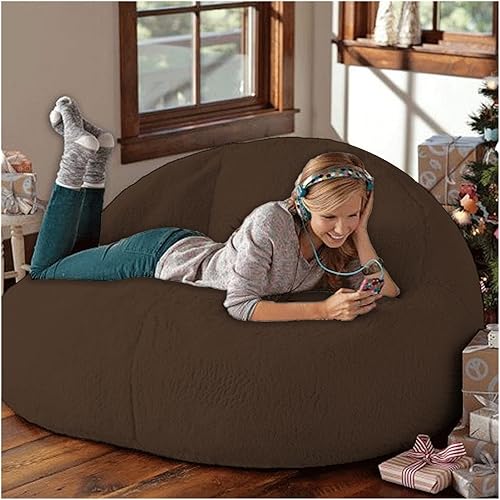 Miniatura 10 de Puf, sin relleno, muebles de sala de estar, grandes, redondos, suaves y esponjosos (solo incluye una funda, no un puf completo), de piel sintética,