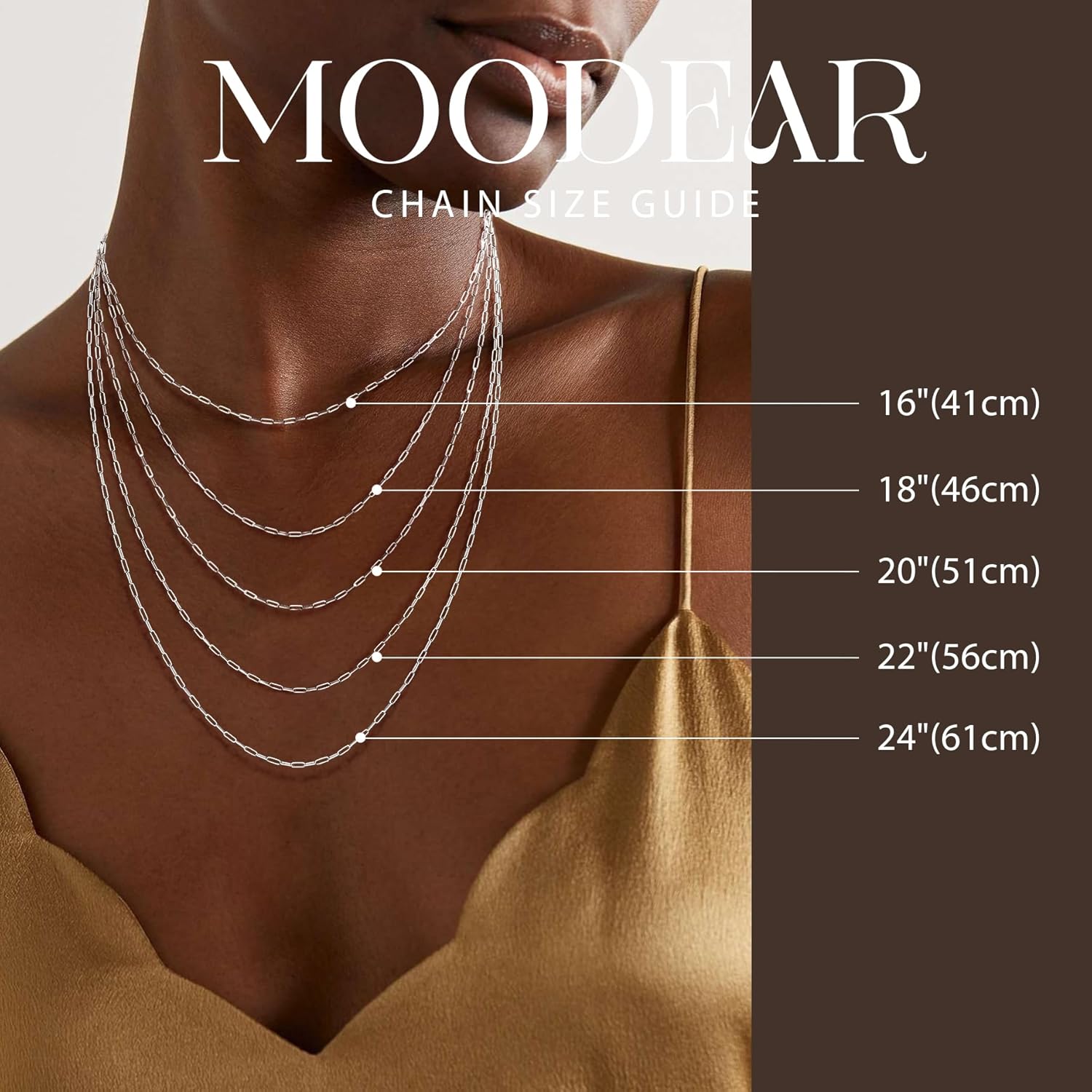 Moodear Valentine’s Day Gifts for Her – 925 Sterling Silver Paperclip Necklace for Women, 1.6mm Slender Link Chain, 16K Gold Plated Dainty Choker, Waterproof Trendy Jewelry - Image 7