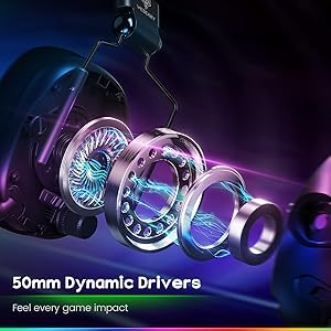 WESEARY WG2 Wireless Gaming Headphone for PS5, PS4, PC, Switch, Mac, Crystal Stereo Bluetooth Headphones, Wireless Headset 2.4GHz with Lossless Audio, 50 Hr Battery, Cool LED