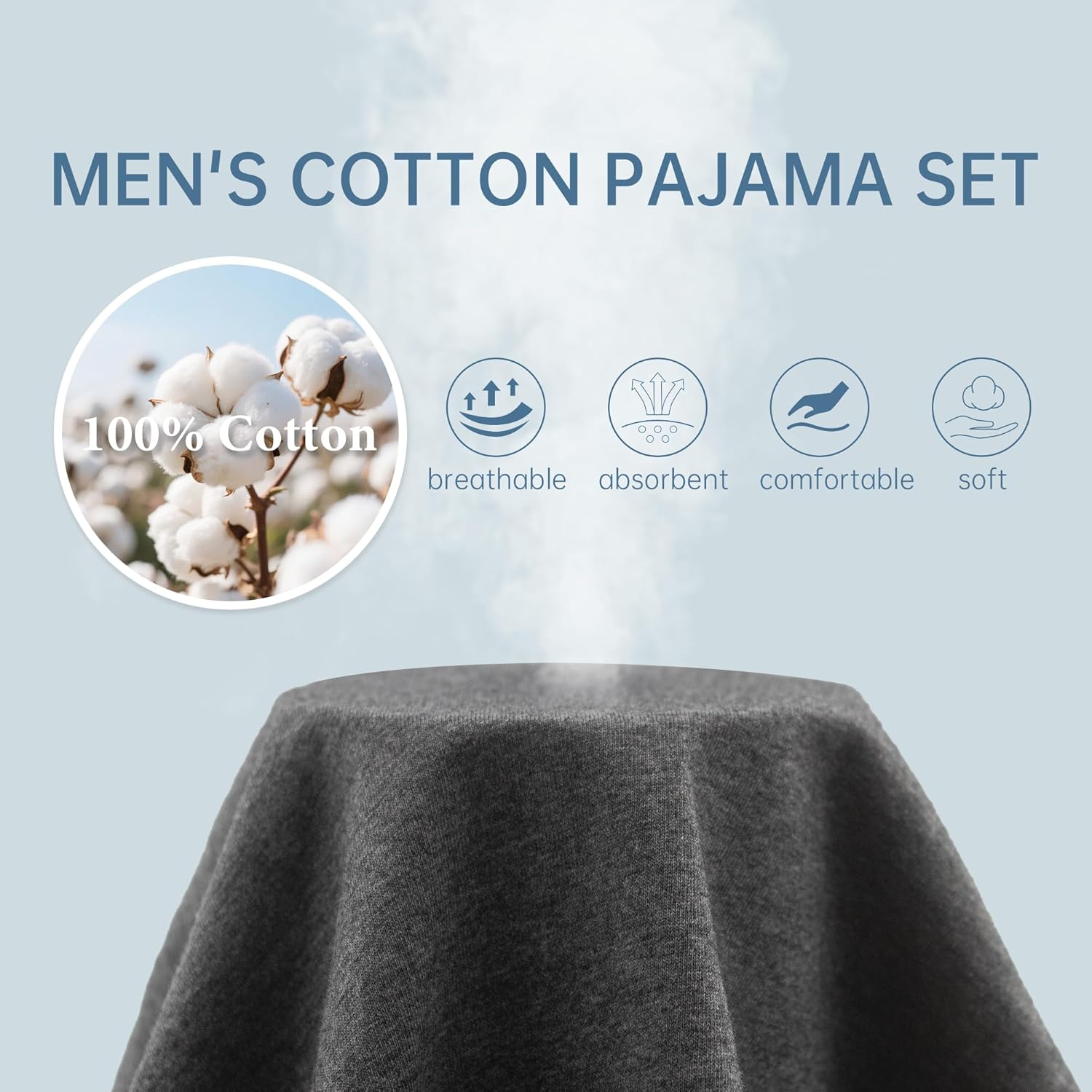 EA'S SECRET Mens Pajamas Set 100% Cotton Short Sets For Men Classic Button Down Sleepwear Summer Mens Pjs Sets With Pockets - Image 5