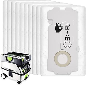 10 Pack 204308 Vacuum Bags for Festool CT Mini CT MIDI Yom 2019 onwards