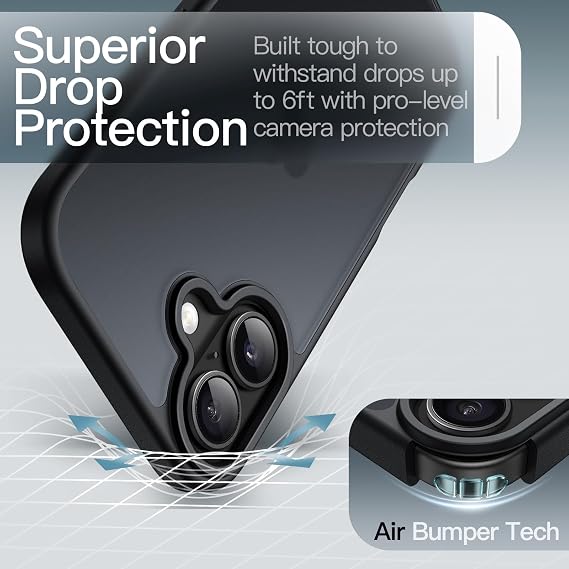 JETech Matte Case for iPhone 17, Black