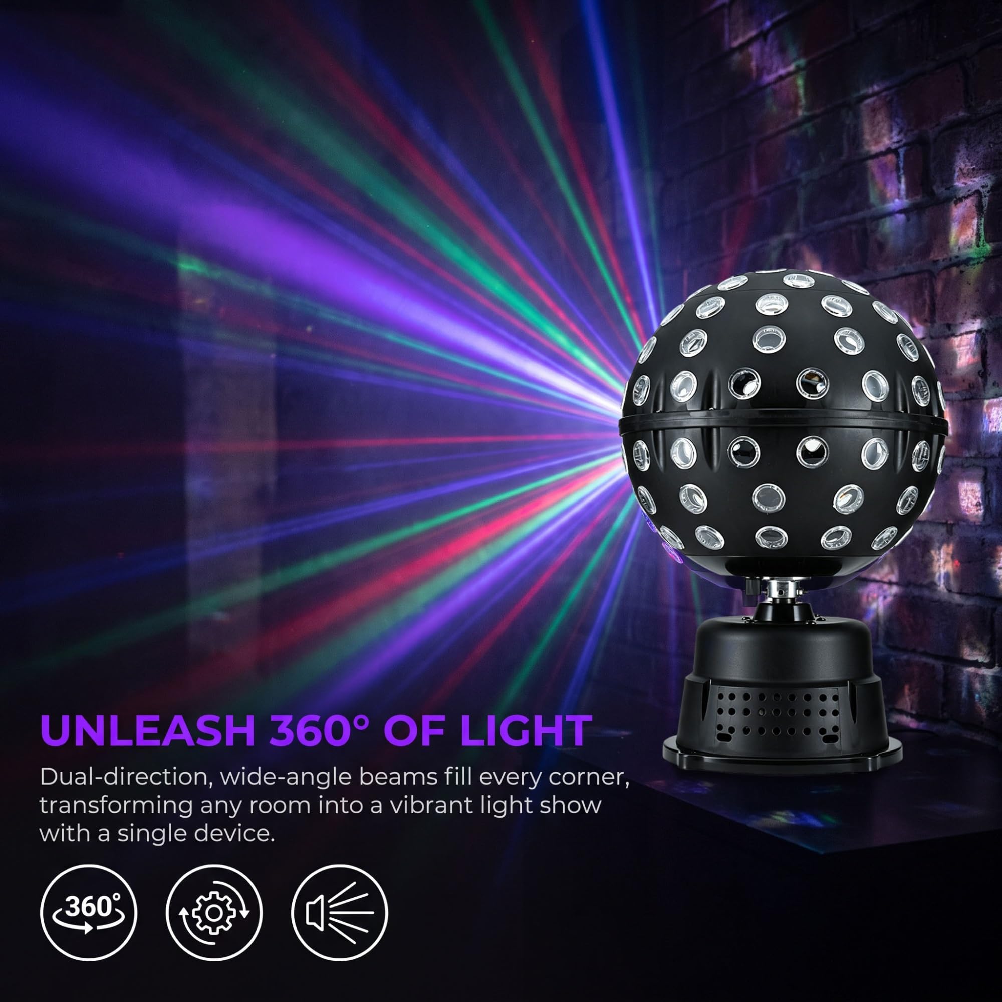 Boule Disco Rotative Led 50W, Néon Rotatif À 360°