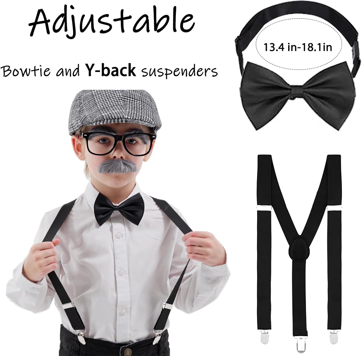 100 Day of School Costume for Boys,Old man dress up for kid – Grandpa Cosplay Costume Accessories