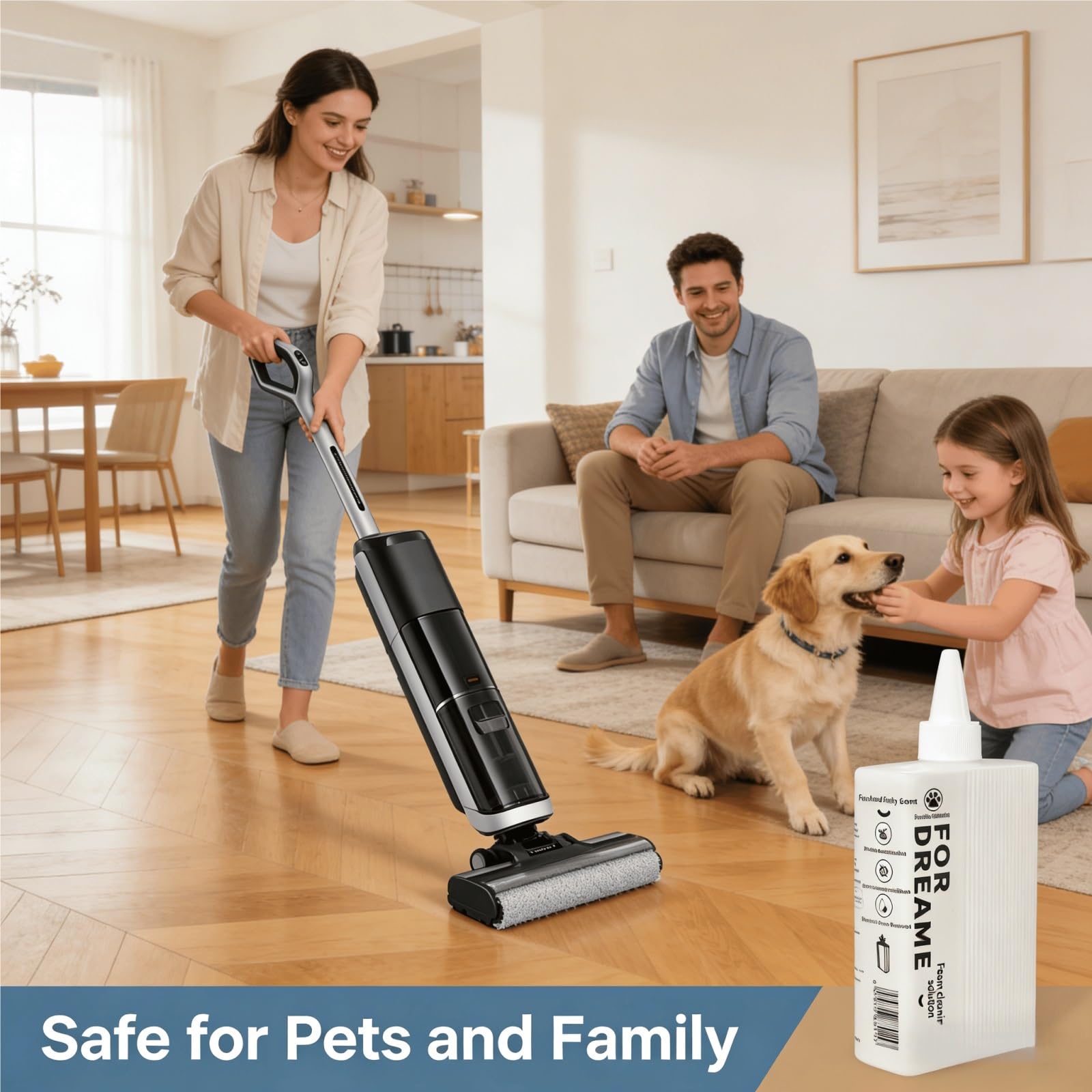 Liquido Detergente for Pavimenti, 500ml x5 Schiuma Deodorante for Animali Domestici, Profumo Fiore Frutta, Compatibile con Dreame H15 Pro/H14 Pro/H13 Pro Aspirapolvere Secco e Umido
