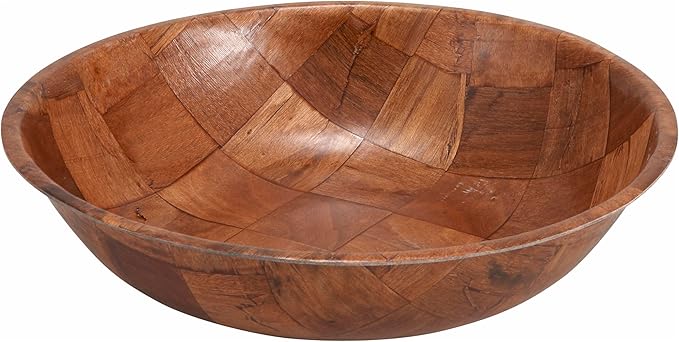 Winco WWB-10 Wooden Woven Salad Bowl, 10-Inch, Brown