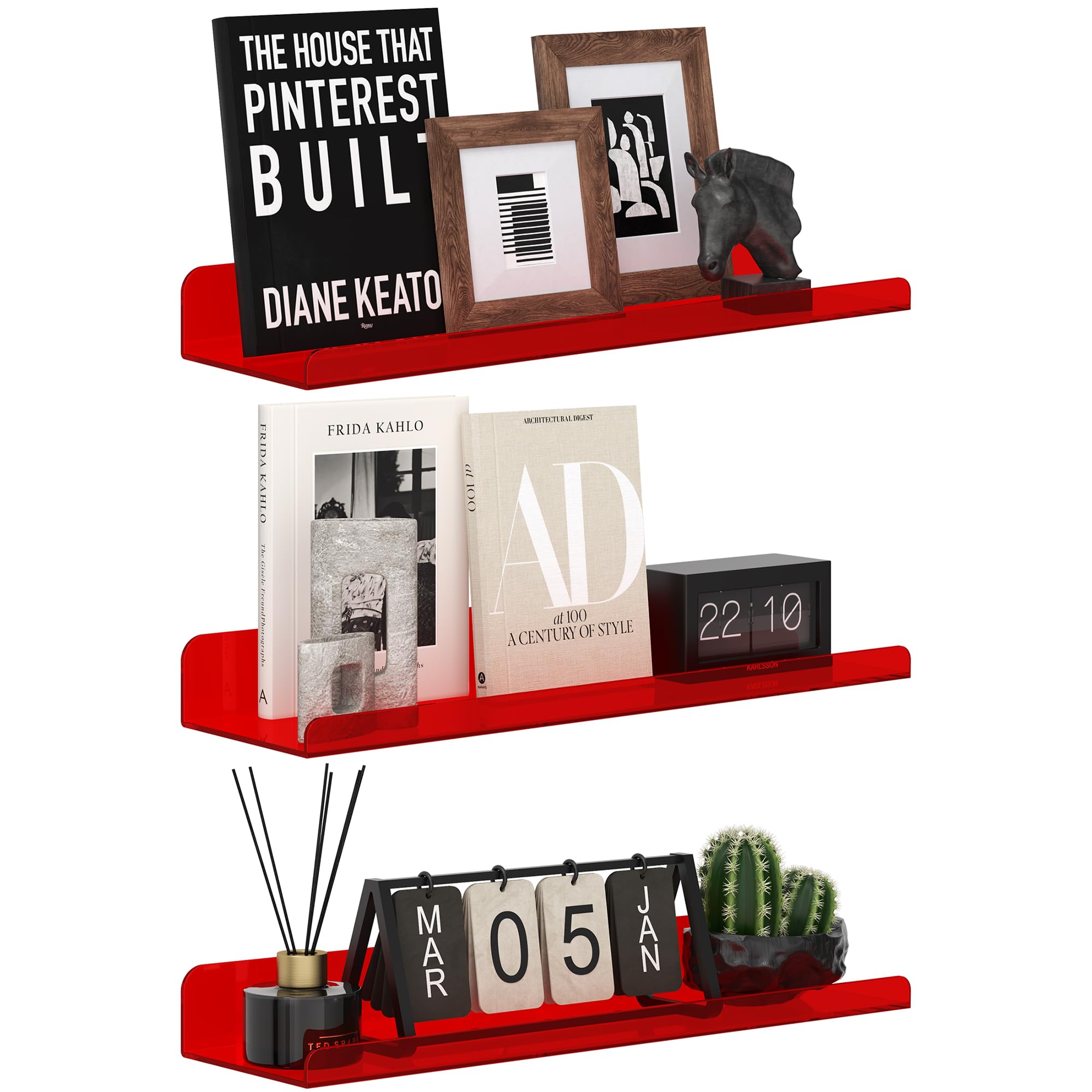 Qukaka Floating Shelves - 3 Pack, Clear Display Ledges -22 Qukaka Floating Shelves - 3 Pack, Clear Display Ledges -22