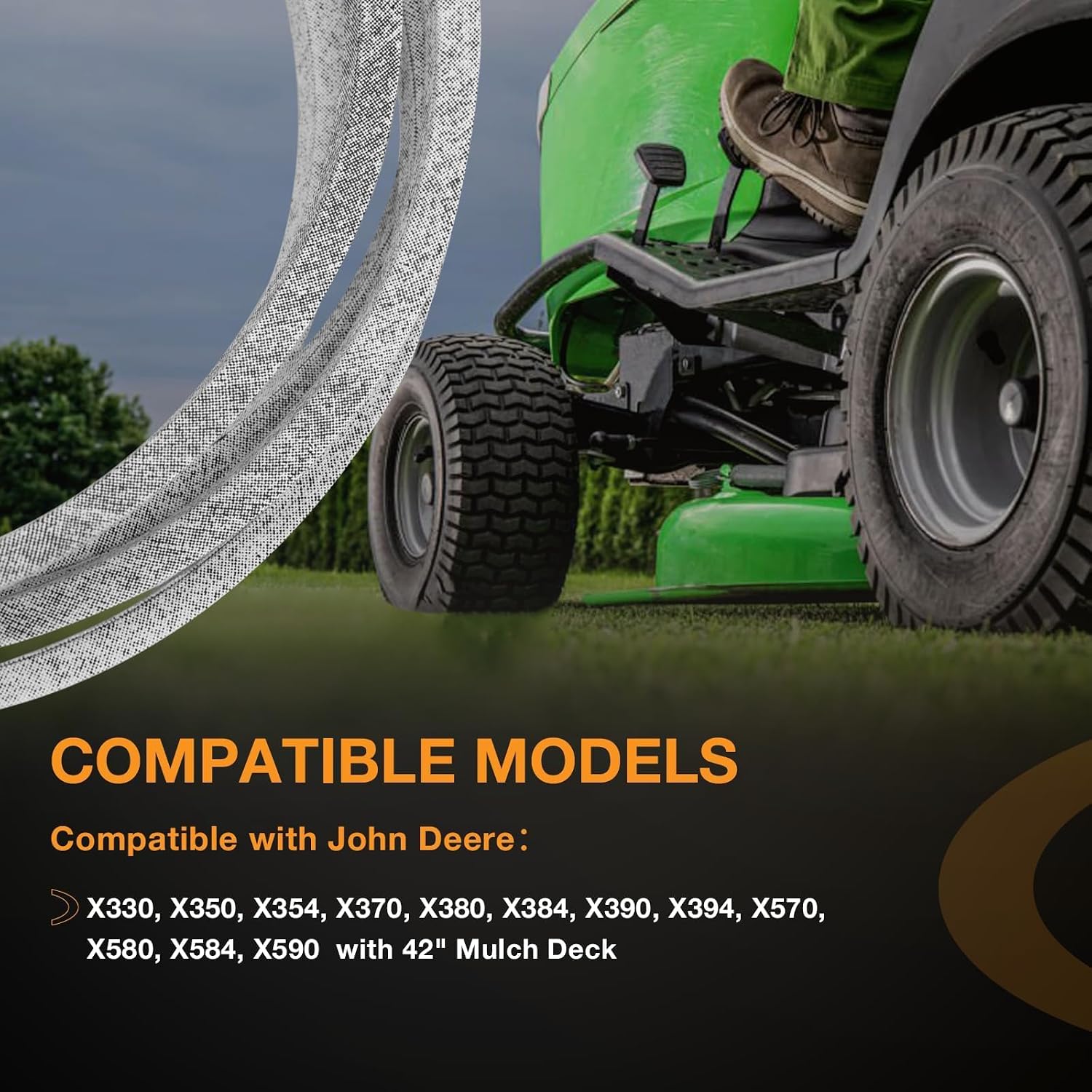 M169485 Mower Deck Belt, 75" x 1/2" Drive Belt Compatible with John Deere 42'' Deck X330 X350 X354 X370 X380 X384 X390 X394 X570 X580 X584 X590