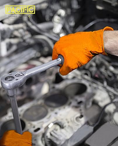 Miniatura 8 de PACIFIC PPE Strength - Guantes industriales de nitrilo naranja, 8 mil, textura de diamante, desechables, resistentes, sin polvo, XL, 100 unidades