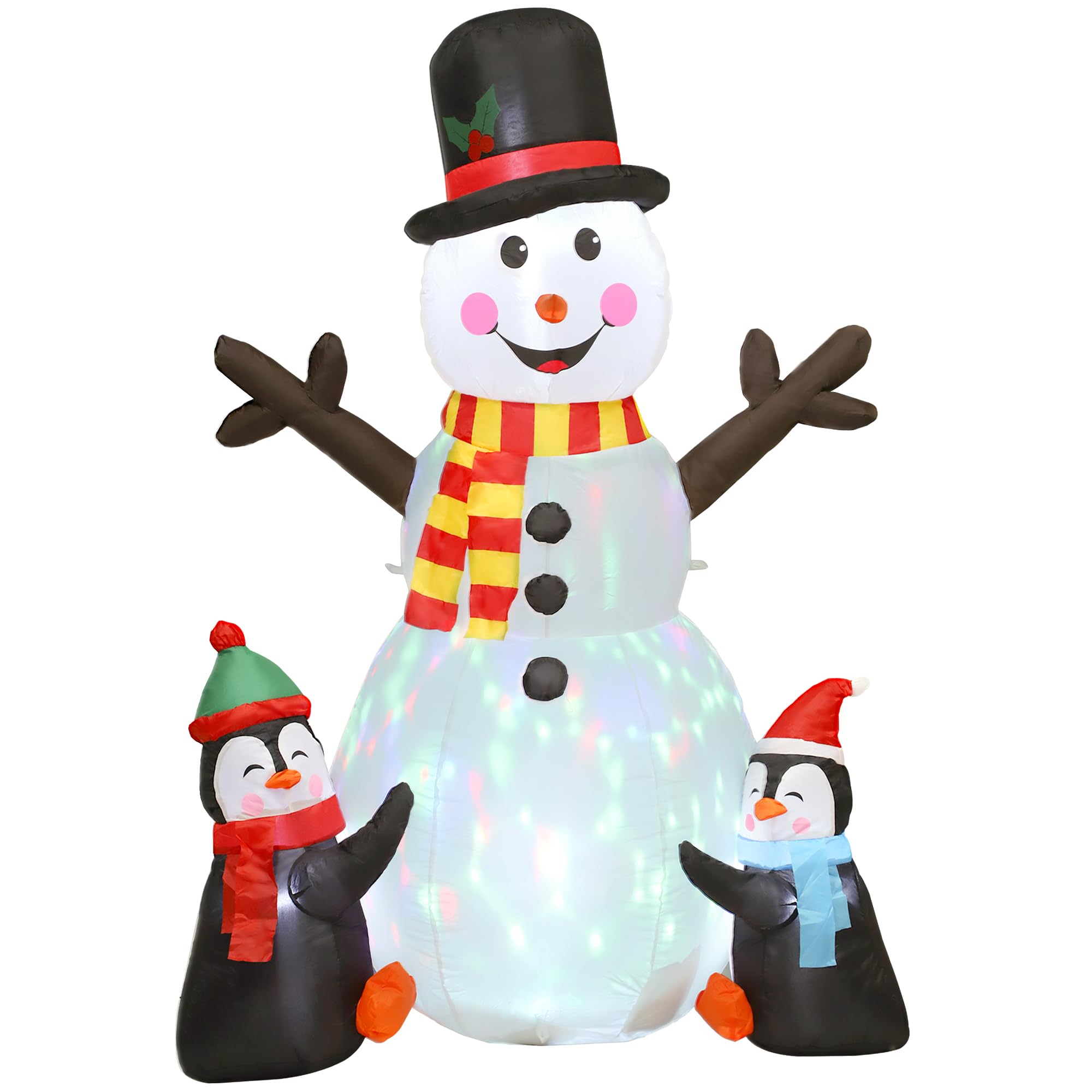 Outsunny - Christmas Inflatable Snowman - 5.9ft - White - with Flashing Projector Light
