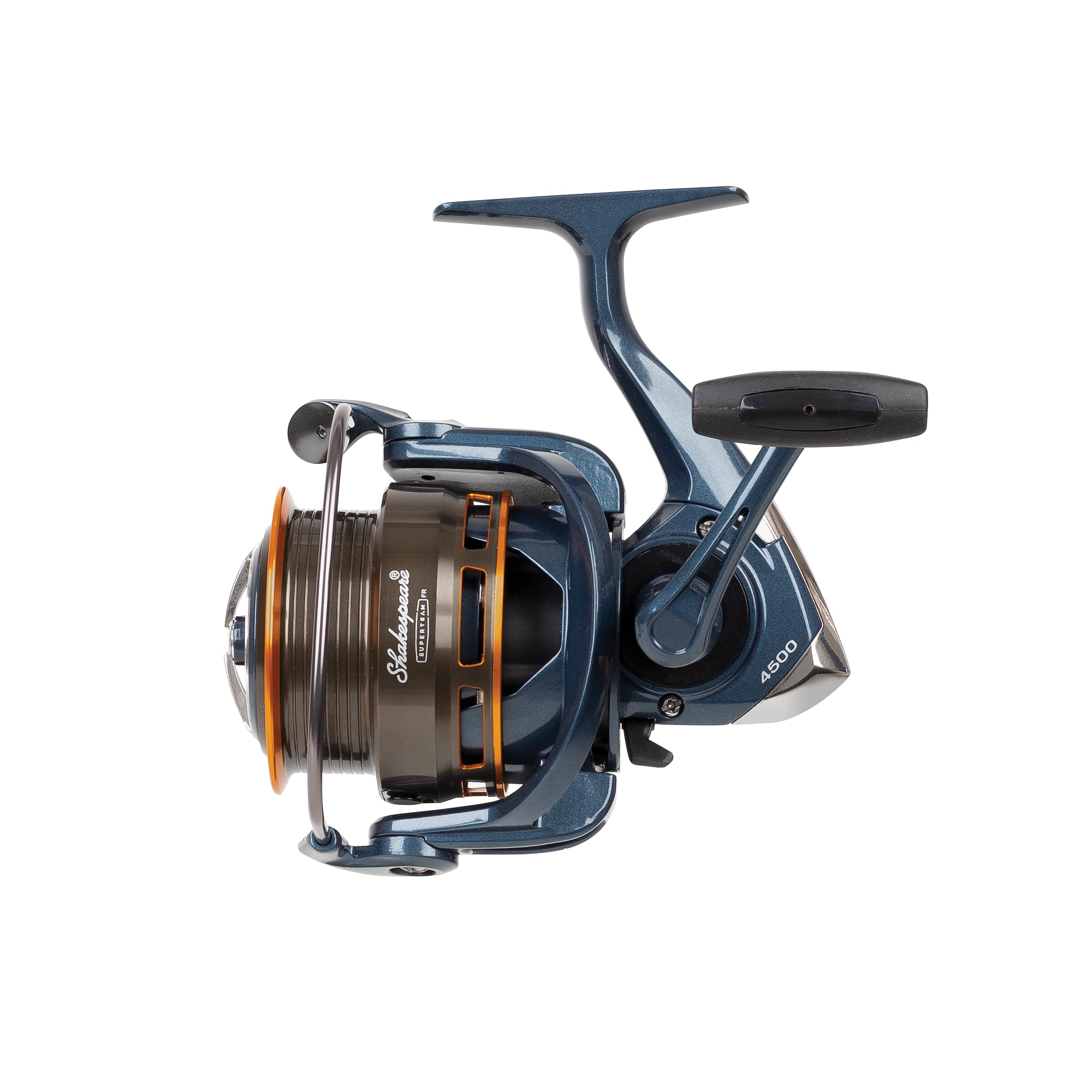 Shakespeare Superteam FRX Reel - Weitwurfspule, 5+1 Kugellager, Aluminium Spule & Griff, 5.2:1 Übersetzung, Ersatzspule aus Aluminium, Lasergravur, Double Mono/Braid Line Clips - 5500