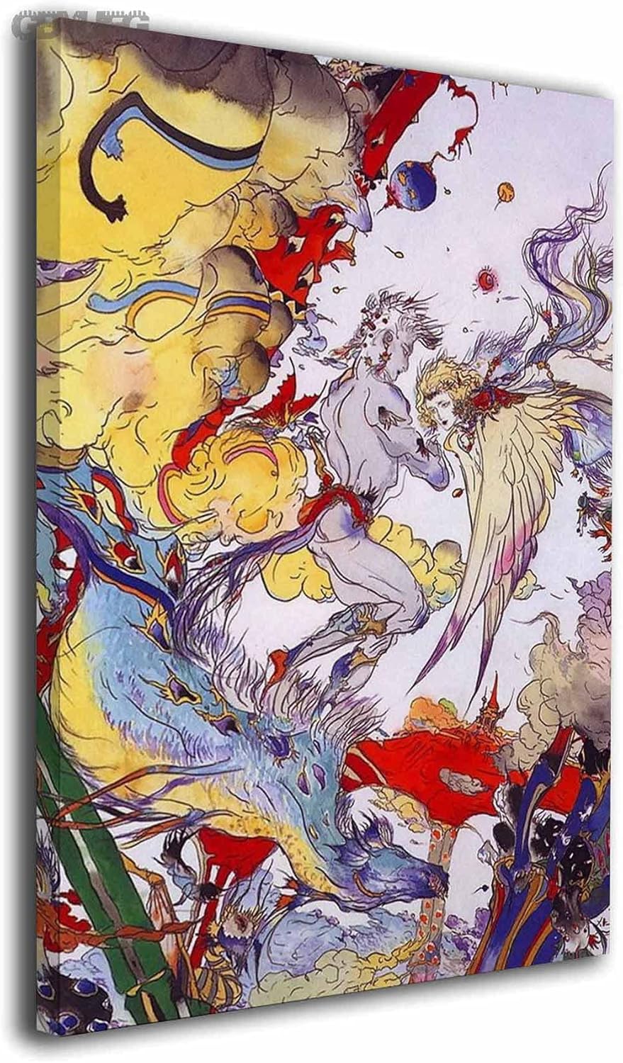 天野喜孝図 ポスター 油絵 モダン インテリア絵画 アートポスター 壁掛け アート デジタル プリント 壁アート 壁の絵 ソファの背景絵画 40x60cmフレーム付き