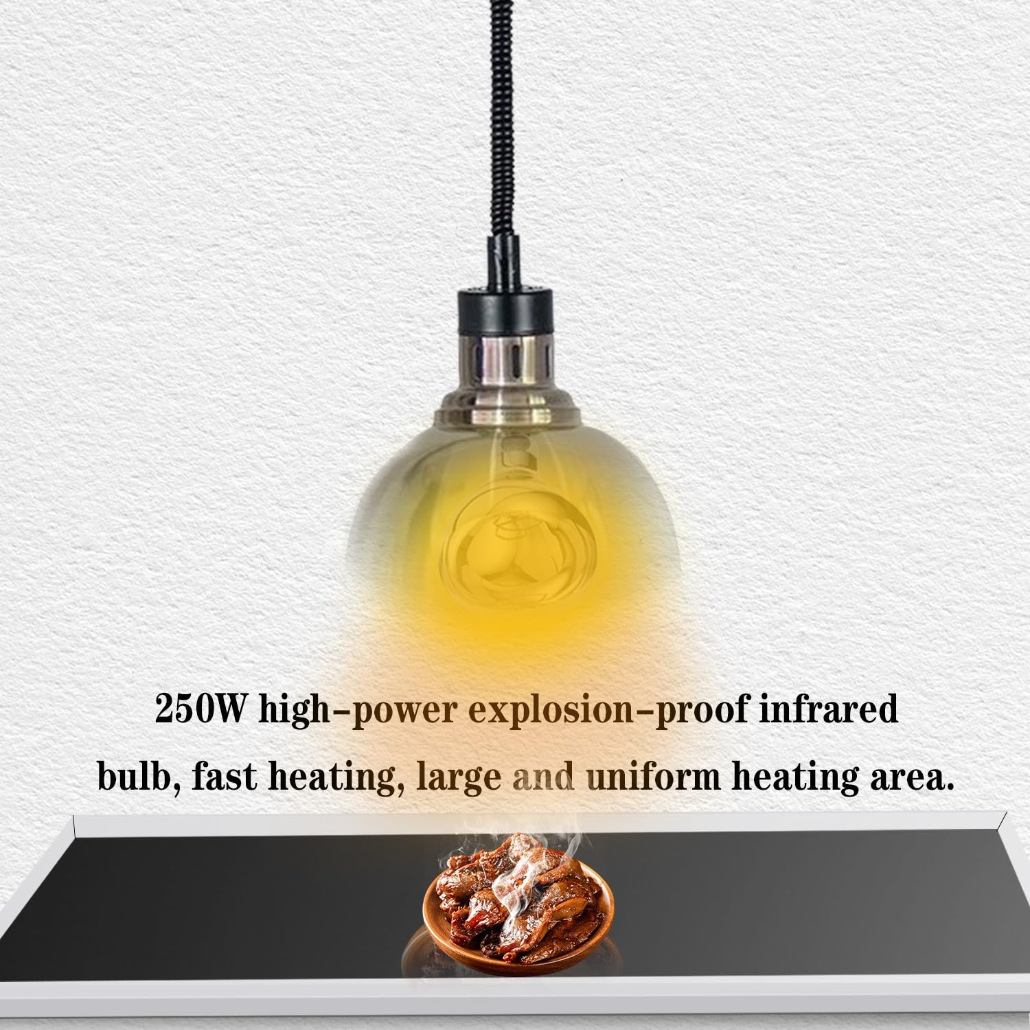 Lámpara de Calor de Alimentos Suspension para Cocina, Restaurante | Lámparas de Calentamiento de Alimentos Extensible, 250W Lampara Calor Cocina, 25cm Lampara Calienta Platos Cocina y Buffets