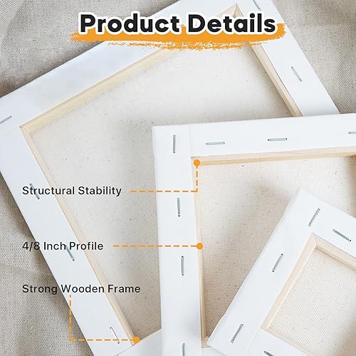 Miniatura 9 de CONDA Lienzos estirados de 5 x 7 pulgadas para pintar, paquete de 6 lienzos, imprimado, 100% algodón, perfil de 58 pulgadas, paquete a granel para