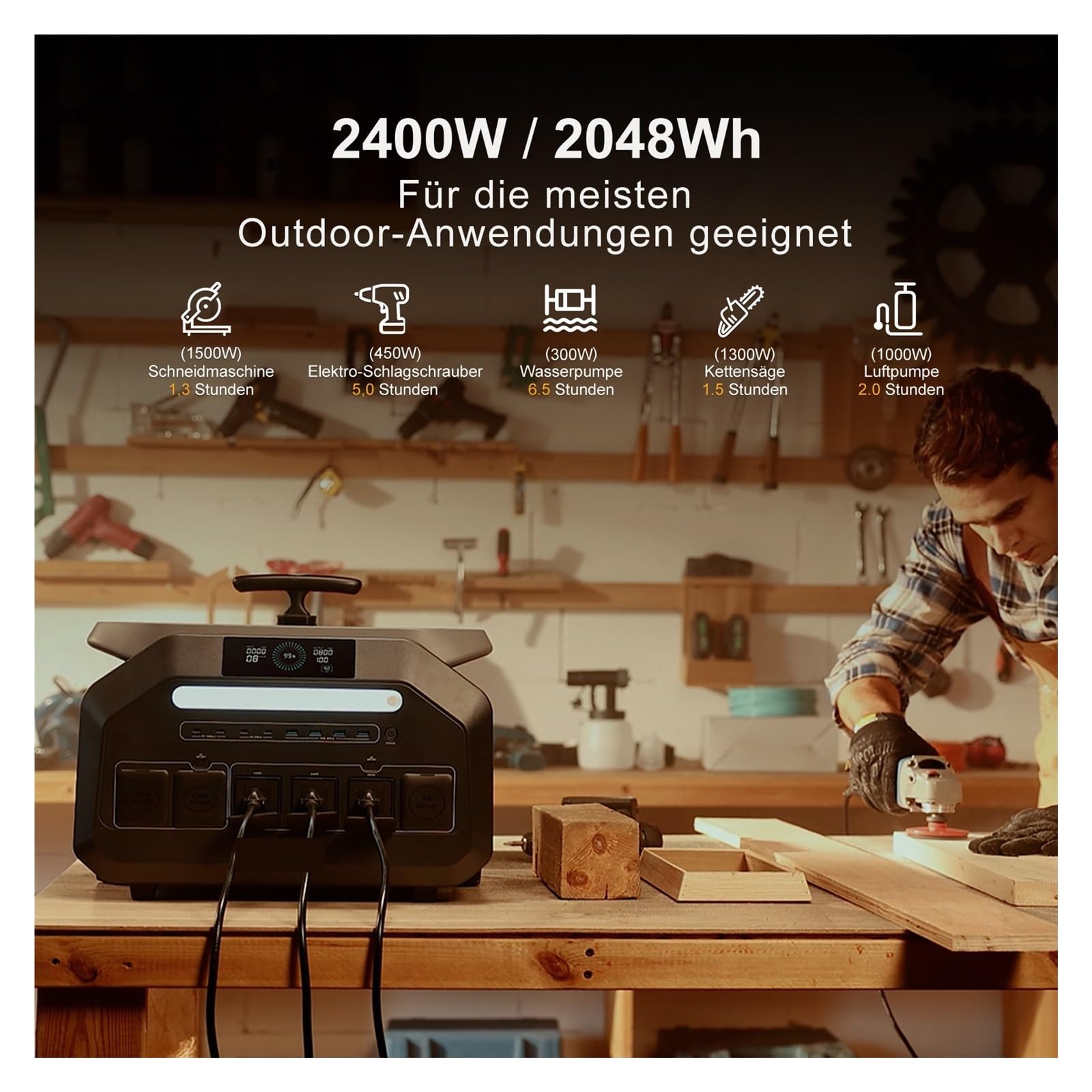Stazione Di Energia Solare IEE 2400W 2048Wh 4x2400W (sovratensione 5KW) Prese CA Carrello Manuale Onda Sinusoidale Pura Con Pannello Portatile 2×200W Durata Della Batteria Ultra-Lunga