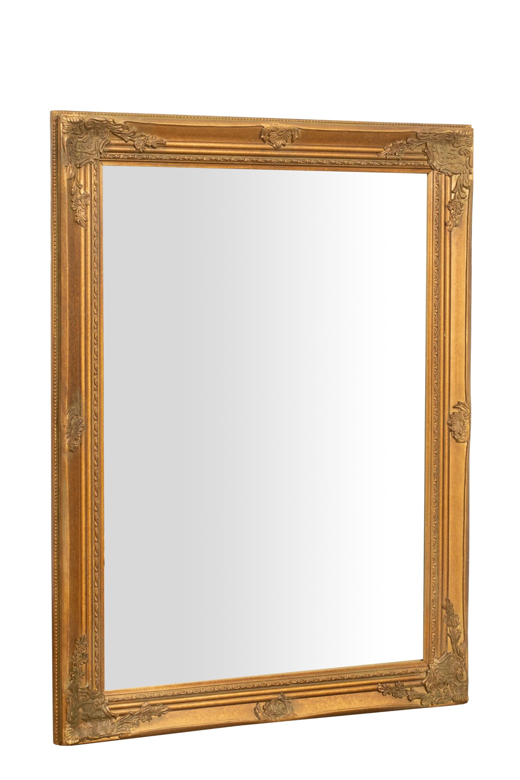 Biscottini specchio da parete bagno e camera 64x84x5 cm - Specchio ingresso da parete con ganci - Specchio oro