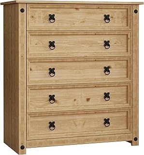 Vida Designs Corona, Chest Of Drawers, 5 Drawer, Solid, Pine Wood