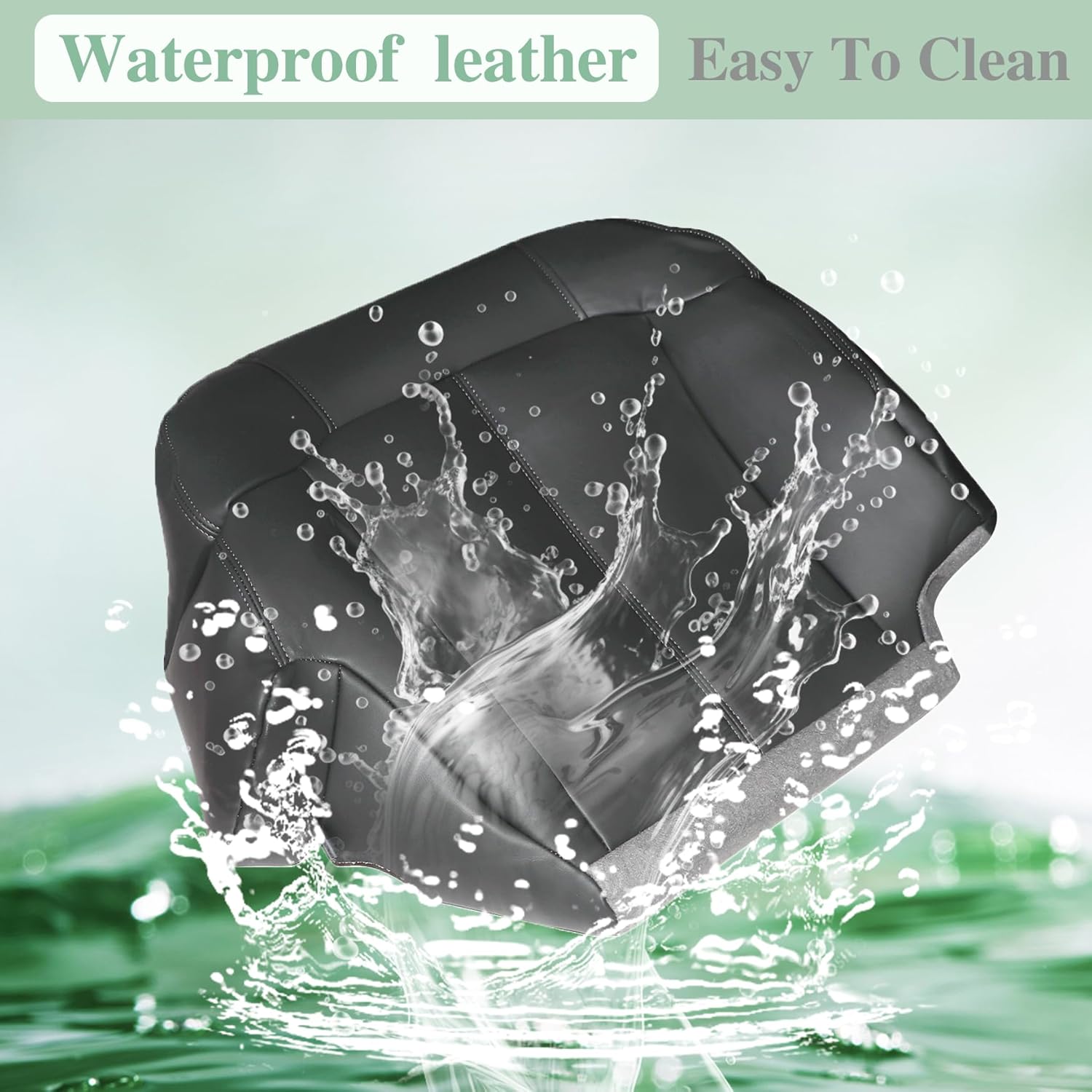 Priprilod Leather Driver & Passenger Side Bottom&Top Lean Back Seat Cover Dark Gray(#122) Compatible with Chevy Silverado Tahoe Suburban Avalanche GMC Sierra Yukon XL 1999 2000 2001 2002