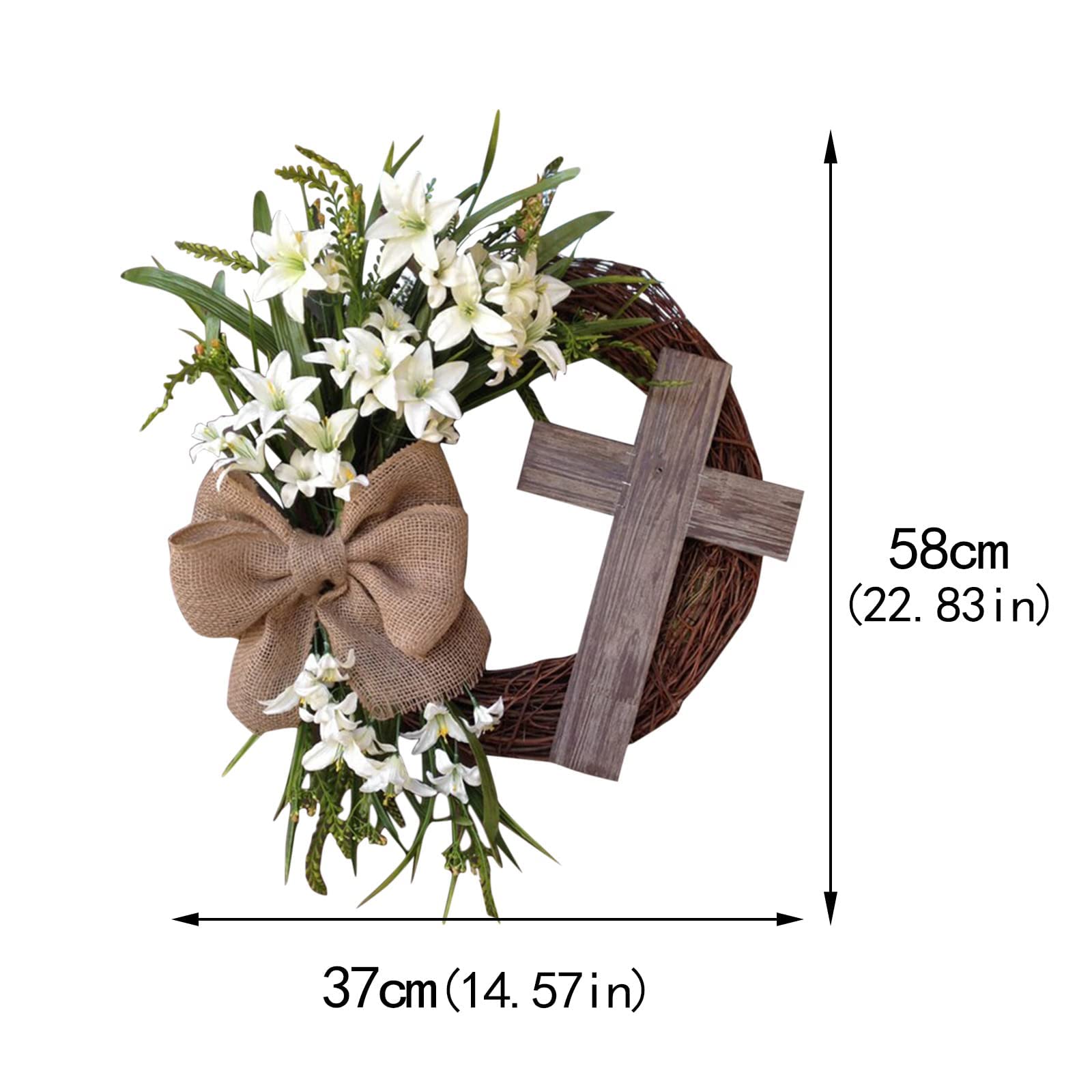 Buy Artificial Party Wreath with Cream Lilies, Greenery, Rustic