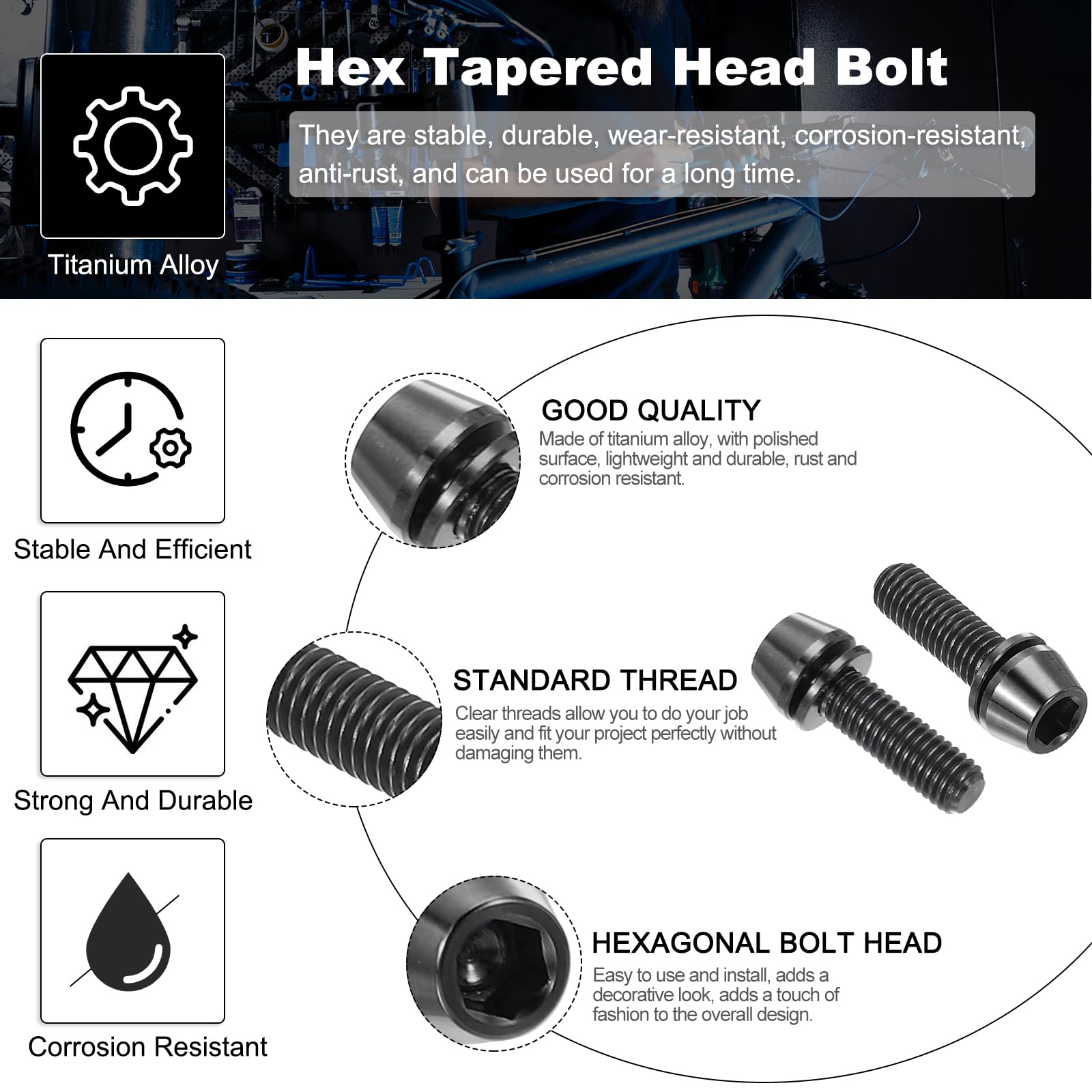 PATIKIL M5x16mm Titanium Bicycle Stem Bolt - Image 3