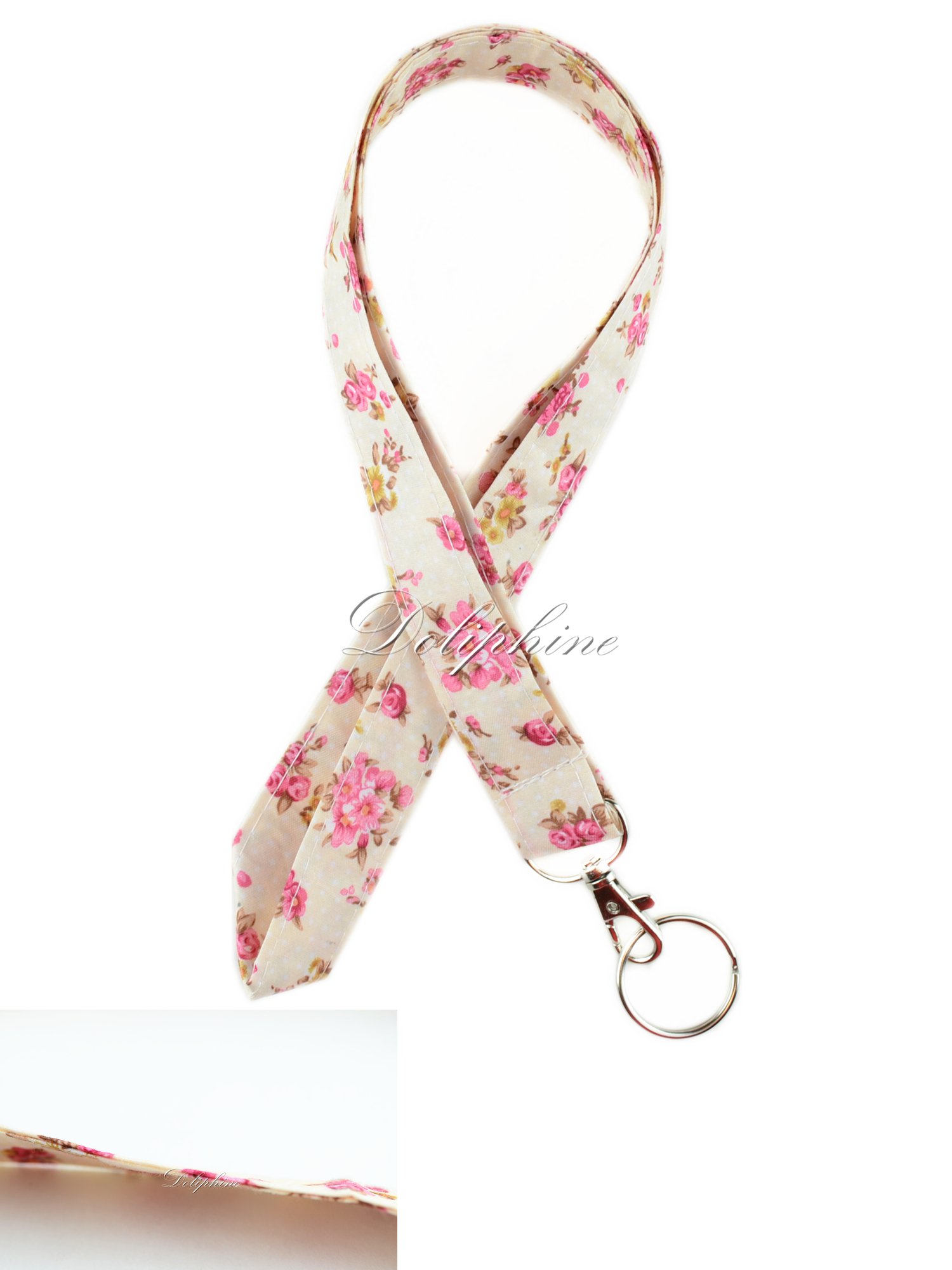 Double Layers Classic Fabric Neck Chevron LANYARDs Keychain for Key/ID/Cell Phone Holder (Classic Flower-Yellow)