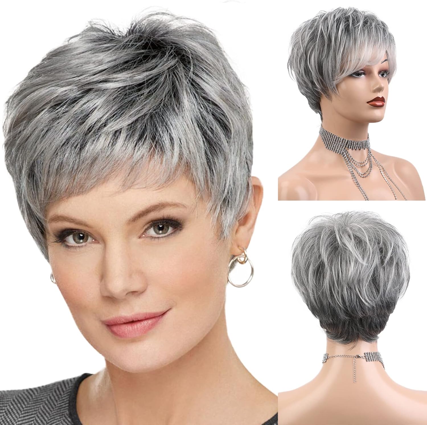 HAIRCUBE Easy Care Wigs Pixie Cut Human Hair Wigs for Women Pretty