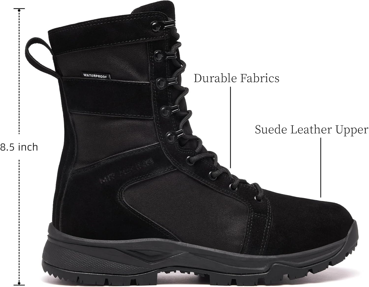Men's Military Tactical Boots Waterproof Lightweight 8 inch Breathable Non-Slip Suede Combat Boots - Image 4