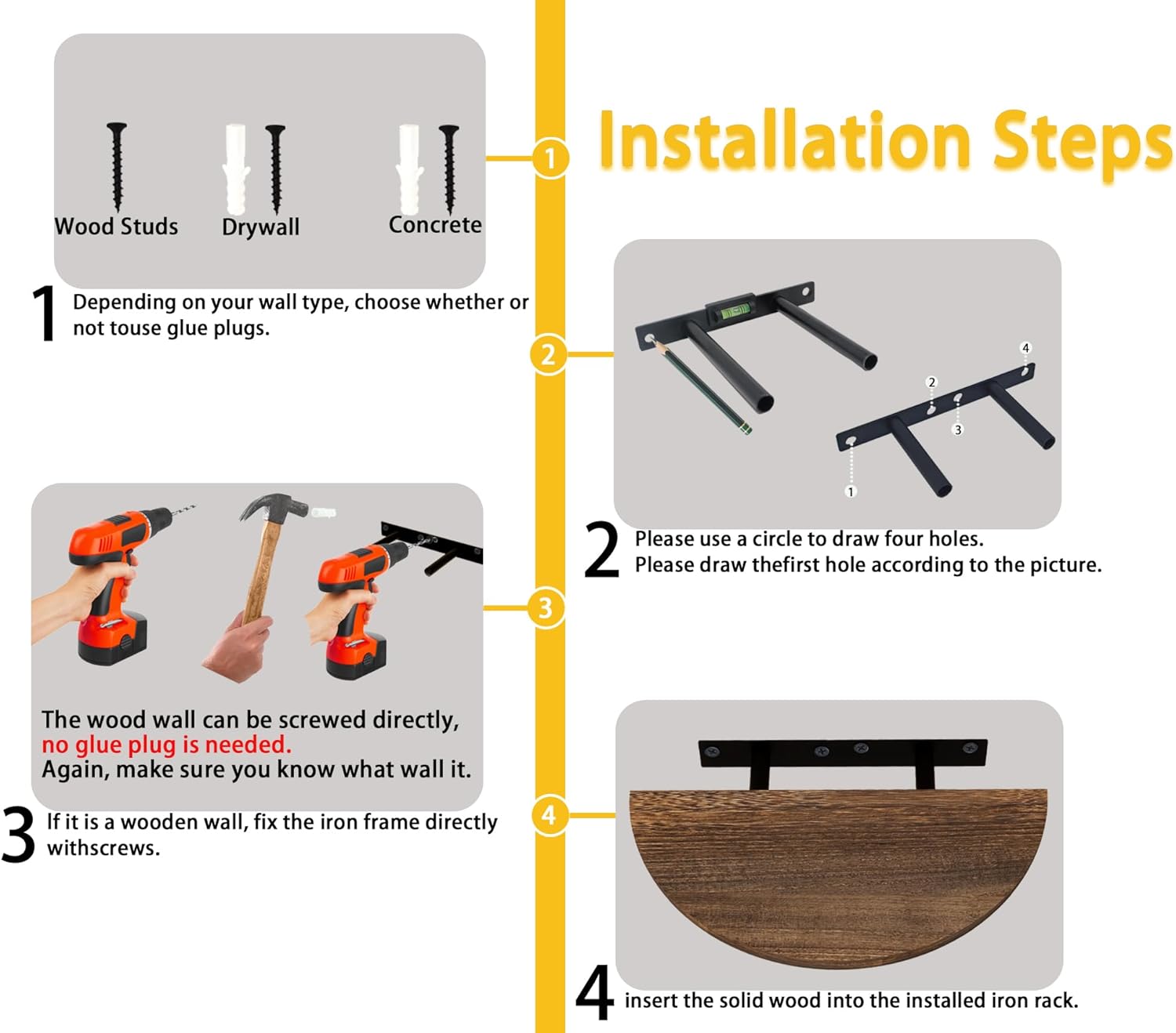 QsQueen Solid Wood Half Round Floating Wall Shelves | Elegant Floating Shelves, Elevate Your Space. Perfect for Living Rooms, Bathrooms, Bedrooms, Offices, Children's Rooms Brown