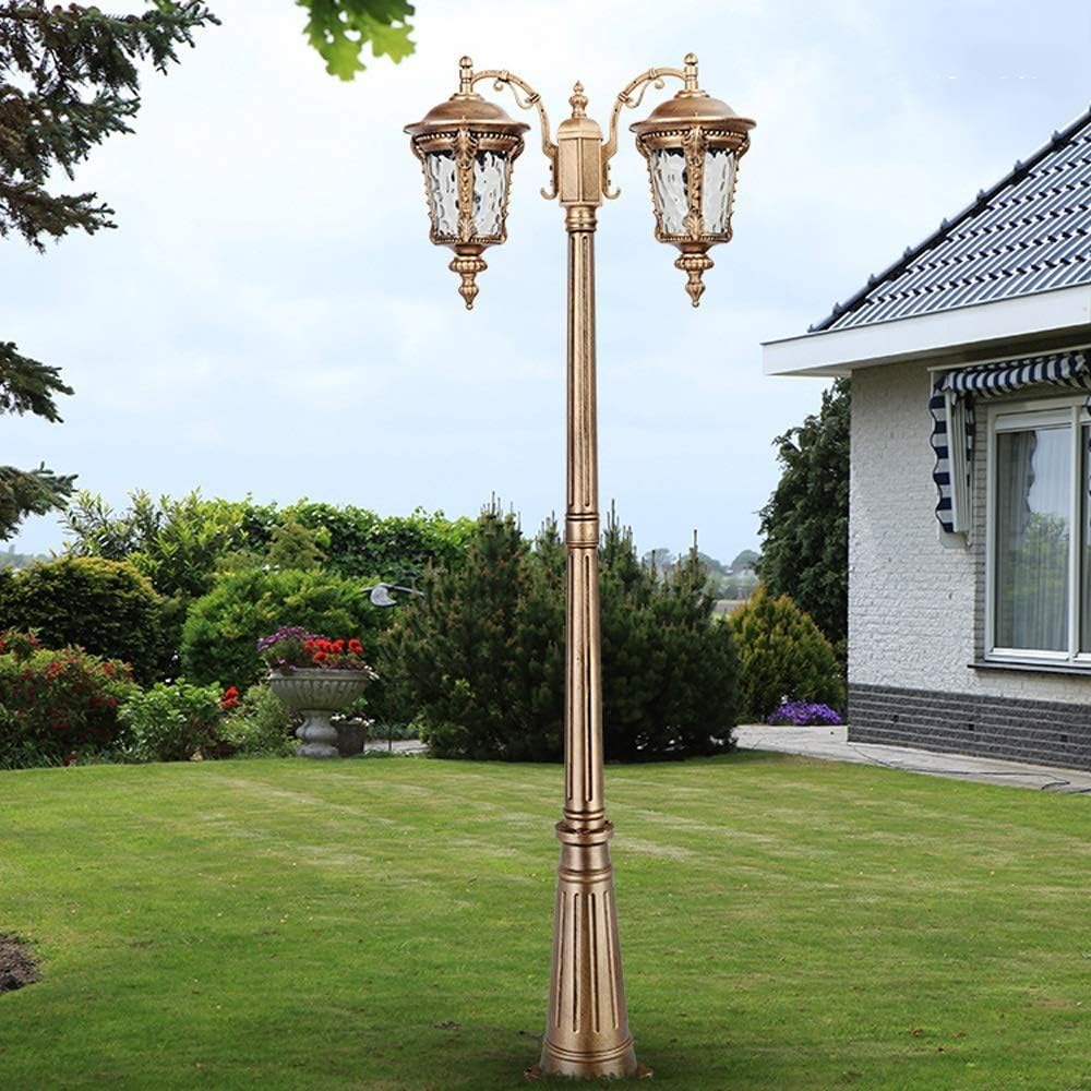 Lights Outdoor E27 2-Light European Landscape Garden Lantern Outdoor Column Lamp Floor Lamp Tradition Antique Victoria Waterproof Glass Bollard Light Garden Lawn Decoration Street Light Post Light Sta