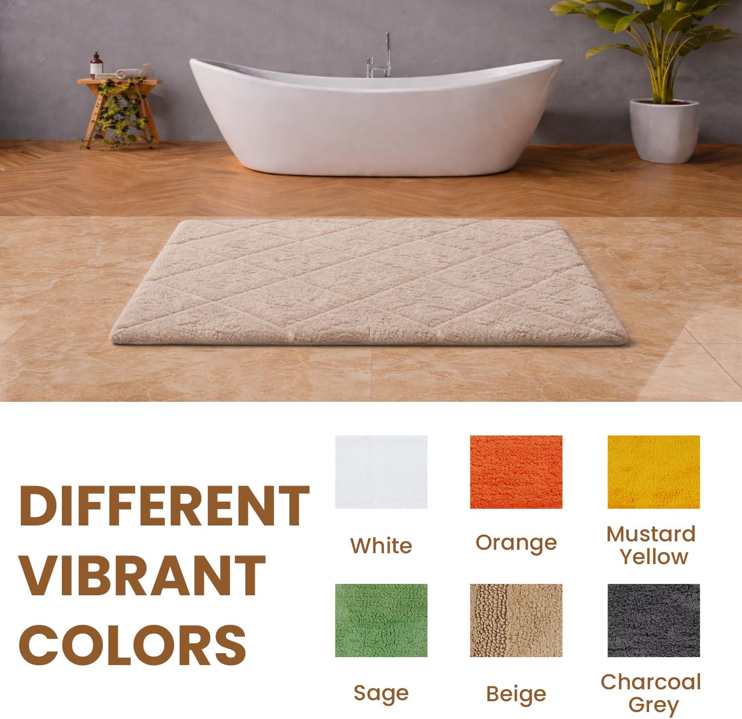 C23 Beige Bathroom Rug 2200 GSM 20"x32"|100% Tufted Cotton|Thick & Plush Bath Mat|Luxury, Heavyweight, Ultra-Absorbent, Quick Dry, Non-Slip Natural Latex Back, Machine Washable Bath Rug, 1 Pack - Image 9