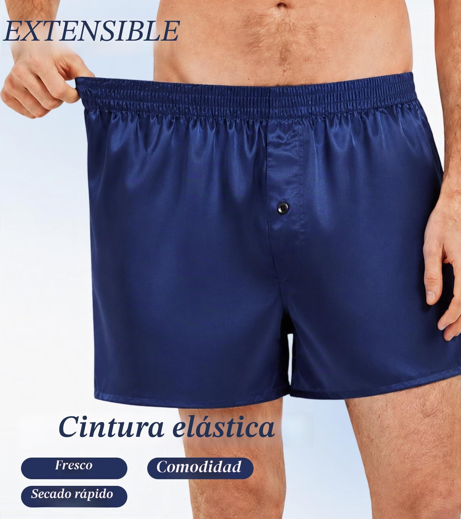 JupiterSecret Conjunto de Calzoncillos Bóxer de Satén Para Hombre,Pantalones de Pijama Suaves y Sedosos,Cintura Elástica.