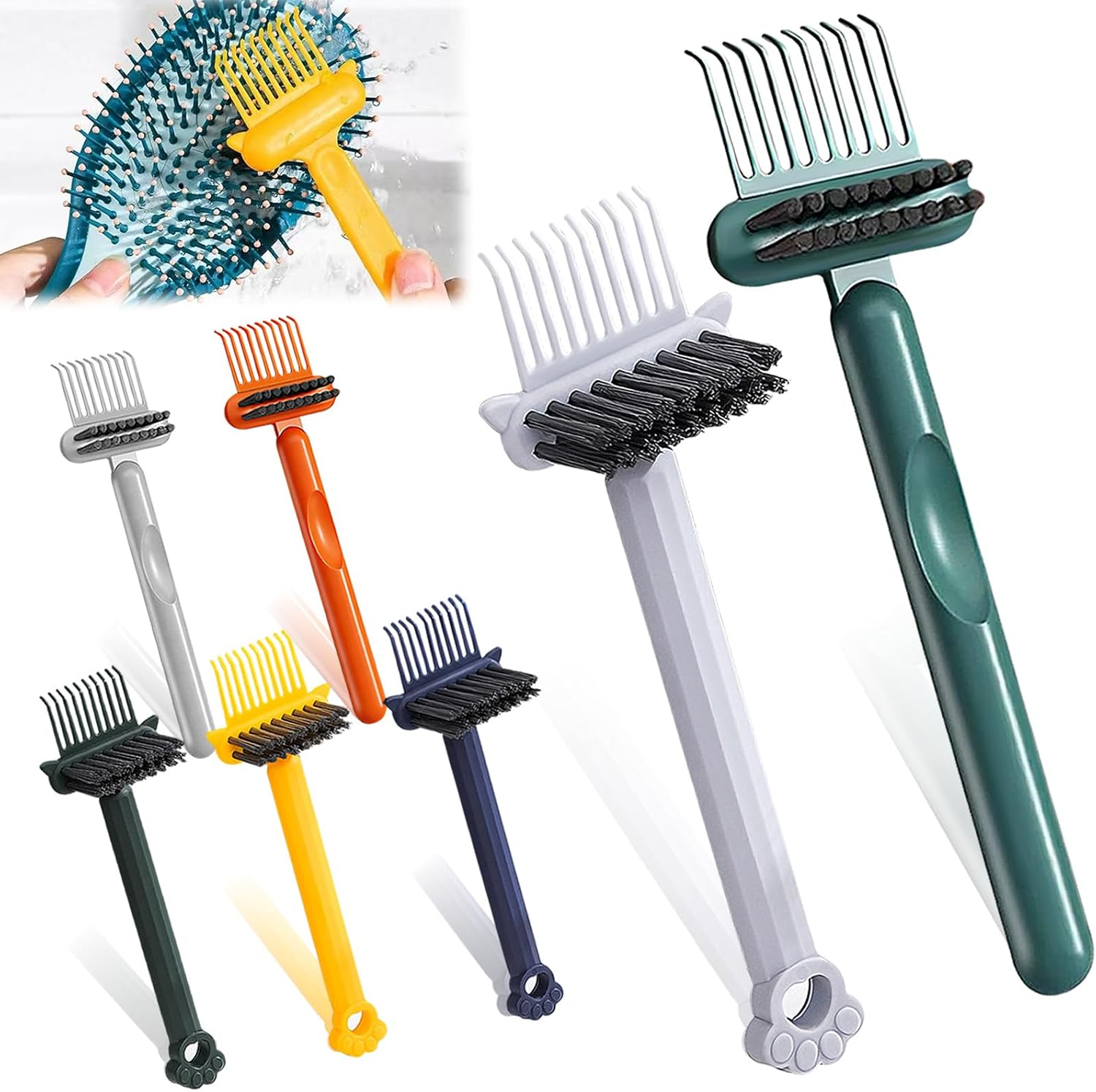 7Pcs 2-in-1 Hair Brush Cleaner Tool, 2026 New Comb Cleaning Brush - Comb for Removing Hair and Dust, Mini Cleaning Rake with Pick & Bristles for Home Salon Travel Use Effectively