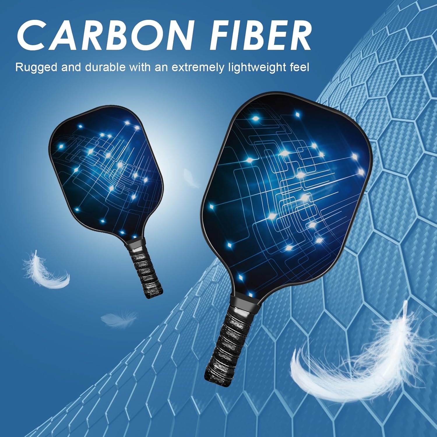 Pickle Ball Set Pickleball Paddles Set of 2 Carbon Fiber Pickleball Paddle Includes 4 Balls, 2 Ball Pickers, 1 Ball Bag Best Gifts for Junior and Professional Pickleball Equipment