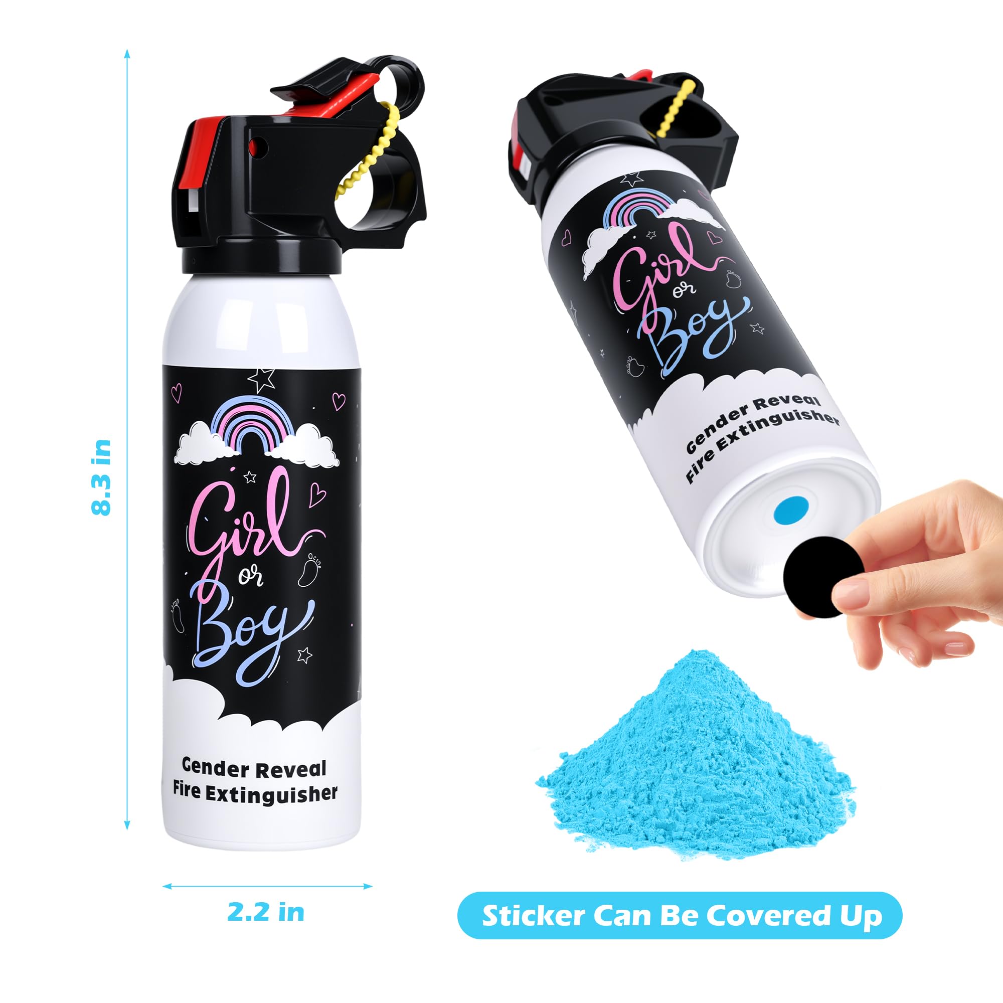 Baby Gender Reveal Fire Extinguisher ; Spray de Poudre Colorée ; Idée 100% Sûre et écologique Pour une Fête de Révélation du Genre du Bébé (blue)