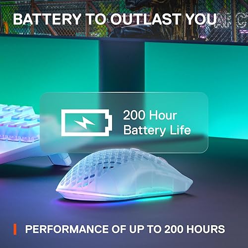 Vista 6 de SteelSeries Aerox 3 Wireless - Mouse para juegos súper ligero - Sensor óptico de aire TrueMove de 18.000 CPI - Diseño ultra ligero resistente al