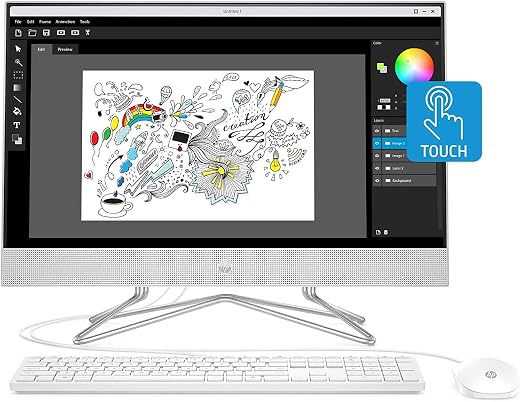 Upgrade HP 24-inch All-in-One Touchscreen Desktop Computer, AMD Ryzen 5 4500U Processor, 12 GB RAM, 512 GB SSD, Windows 10 Home (24-dp0160, Silver)