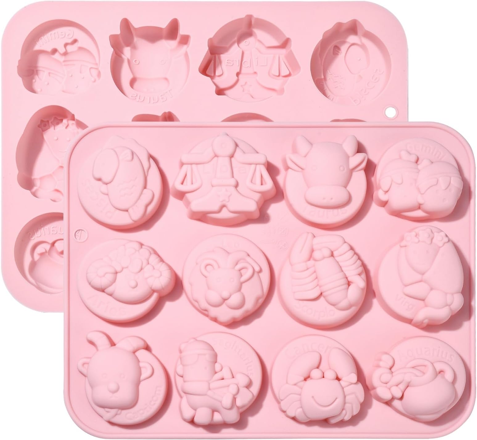 KitBeads 2Pcs Constellation Silicone Moulds Pink Zodiac Signs Resin Moulds Cute Animal Fondant Moulds for Baking Soaps Crafts Decorations