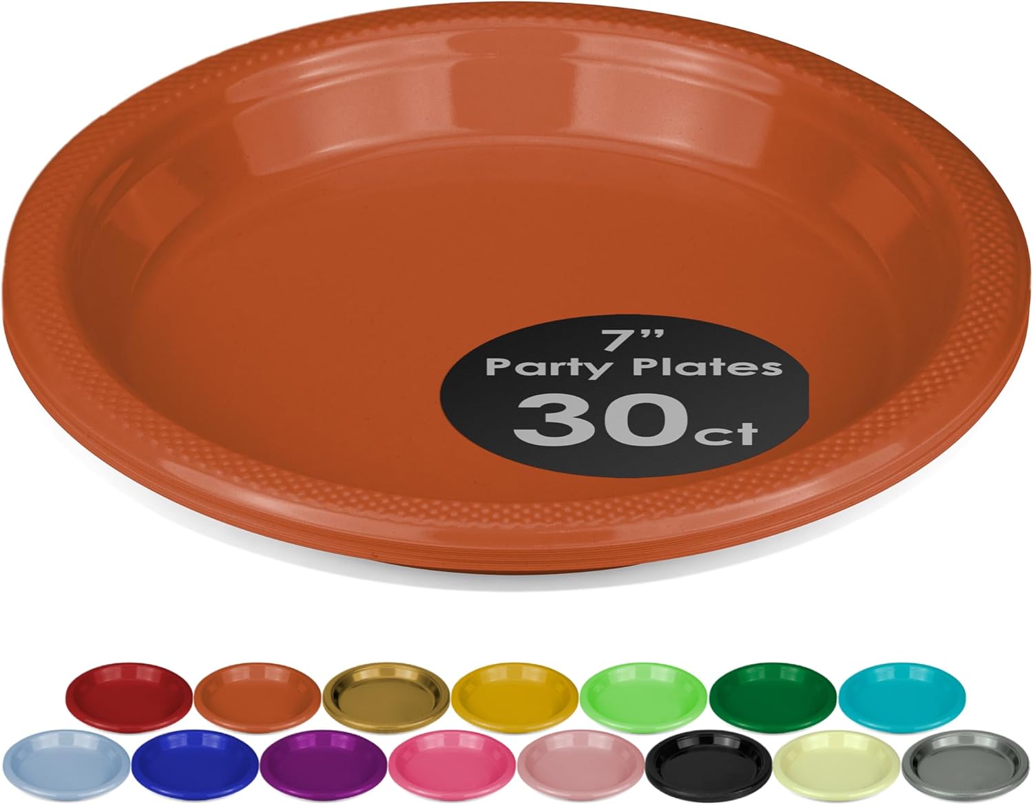 DecorRack 30 Small Plastic Plates, Heavy Duty 7 inch