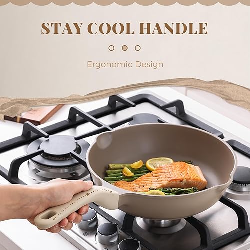 Miniatura 7 de PRICUSIS Sartén antiadherente profunda con tapa de vidrio, 12 pulgadas (4.8 cuartos de galón), 5 sartenes antiadherentes duraderas, resistentes a