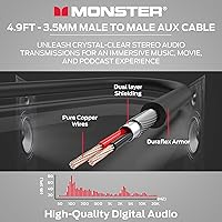 Vista 2 de Cable de audio Monster Gen2 Essentials de 3,5 mm, macho a macho, cable auxiliar para coche, iPhones, auriculares, funda Duraflex de 1,5 m
