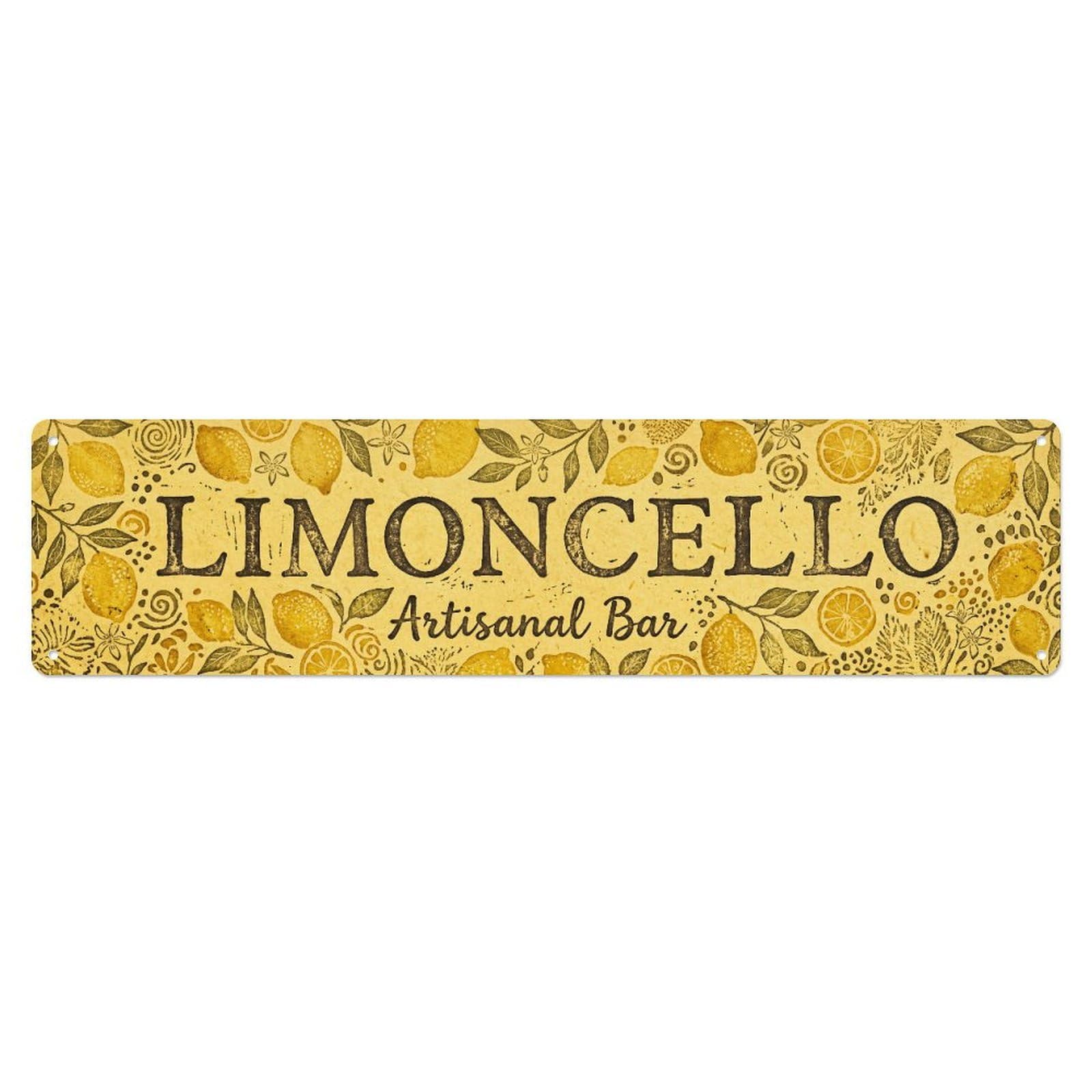 Limoncello Artisanal Lemon Bar Metal Tin Skinny Sign Plaque Wall Decor for Cafe, Club Bar, Office, Home Garden Metal Poster 4x16Inch