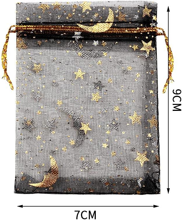 SUMAJU 100 Pieces Moon Star Organza Jewelry Candy Bags 2.7x3.5 Inch image 5