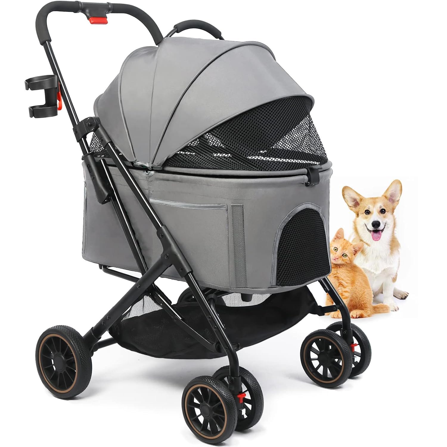 Dog Stroller for Small Medium Dogs Pet Stroller Rubber 4