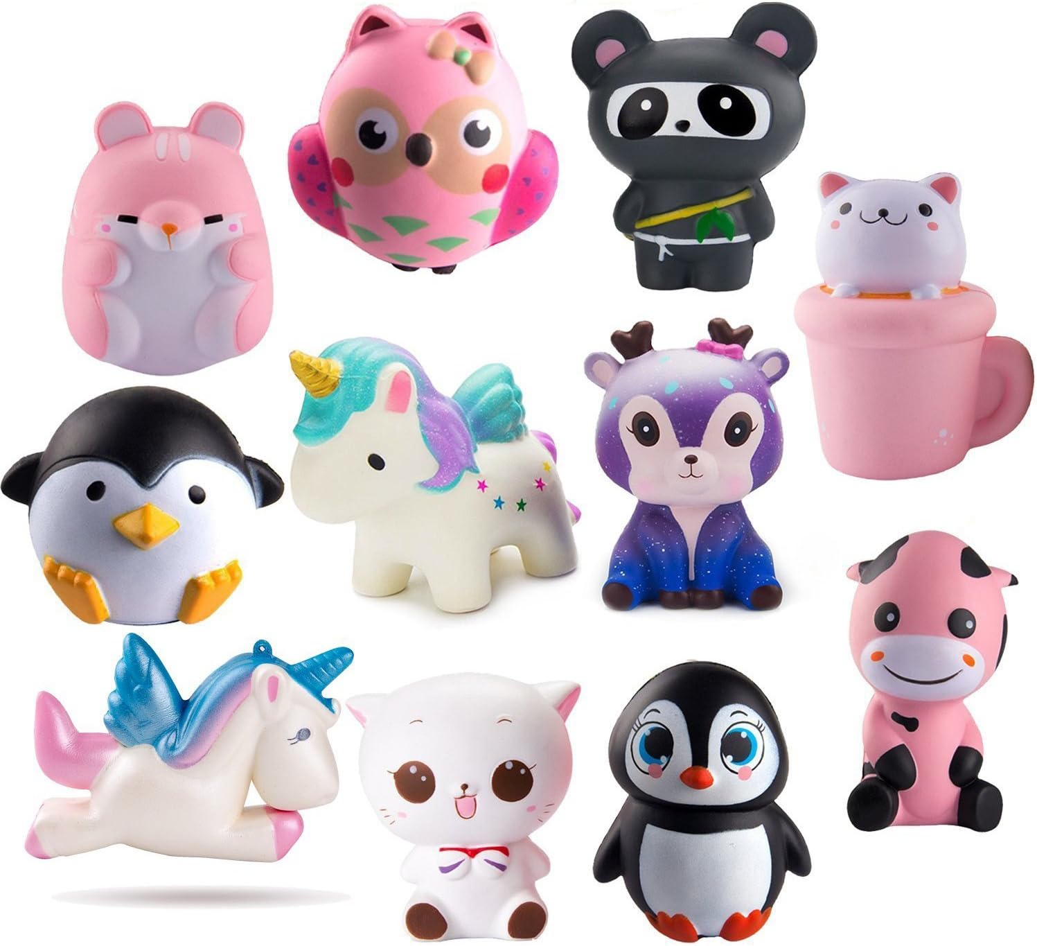 WATINC 3pcs Jumbo Animal Squeeze Toys, Slow Rising Animal Squeeze Toys for Lovely Kids Party Favors, Birthday Gifts, Kawaii Cream Scented Stress Relief Kids Toys