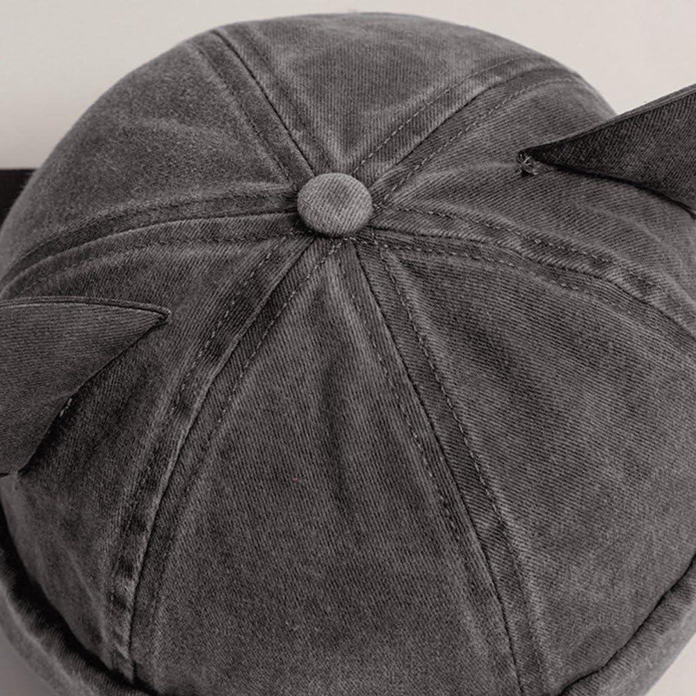 Cappello Marinaio con Orecchie di Gatto, Berretto Marinaio Senza Tesa, Berretto retrò con Polsini Arrotolati