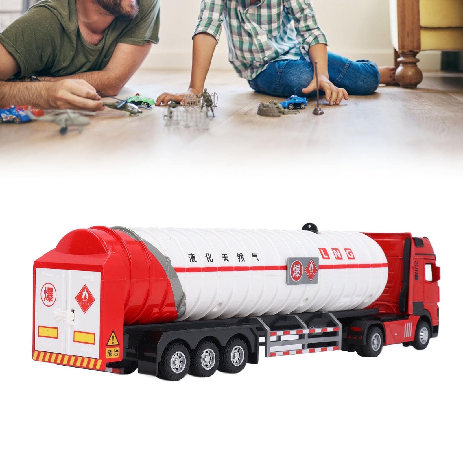 Giocattolo Realistico per Camion Cisterna per Gas in Lega con Spruzzo D'acqua per Giochi Interattivi per Ragazzi Dai 3 Anni in su Plastica Educativa e Divertente 3 unità